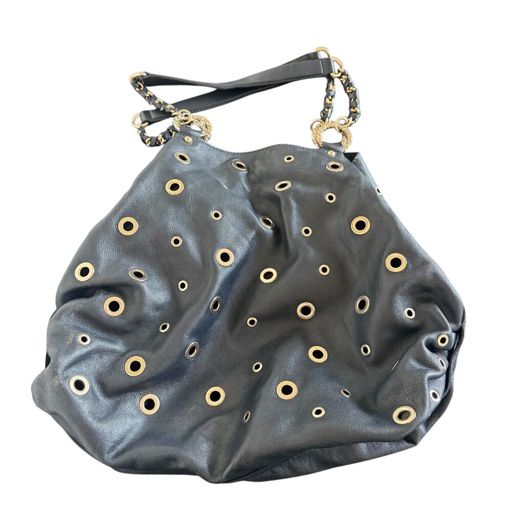 Reiss Navy Leather Grommet Bag - Picture 3 of 15
